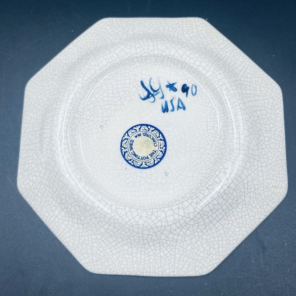 Dedham Pottery Octagon Plate 7" Vintage 1990 Signed - Picture 4 of 10